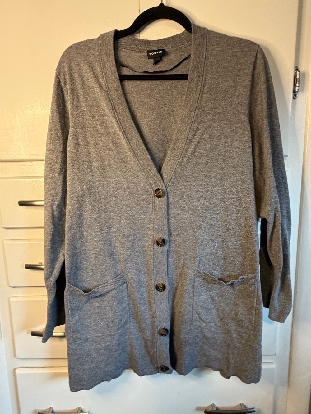 torrid Heather Gray Button-Front V-Neck Cardigan